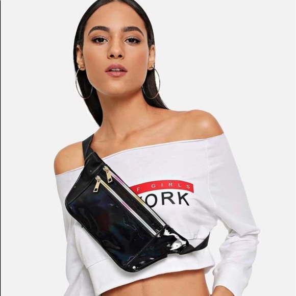 Double zipper detail fanny pack black - Picture 2 of 8